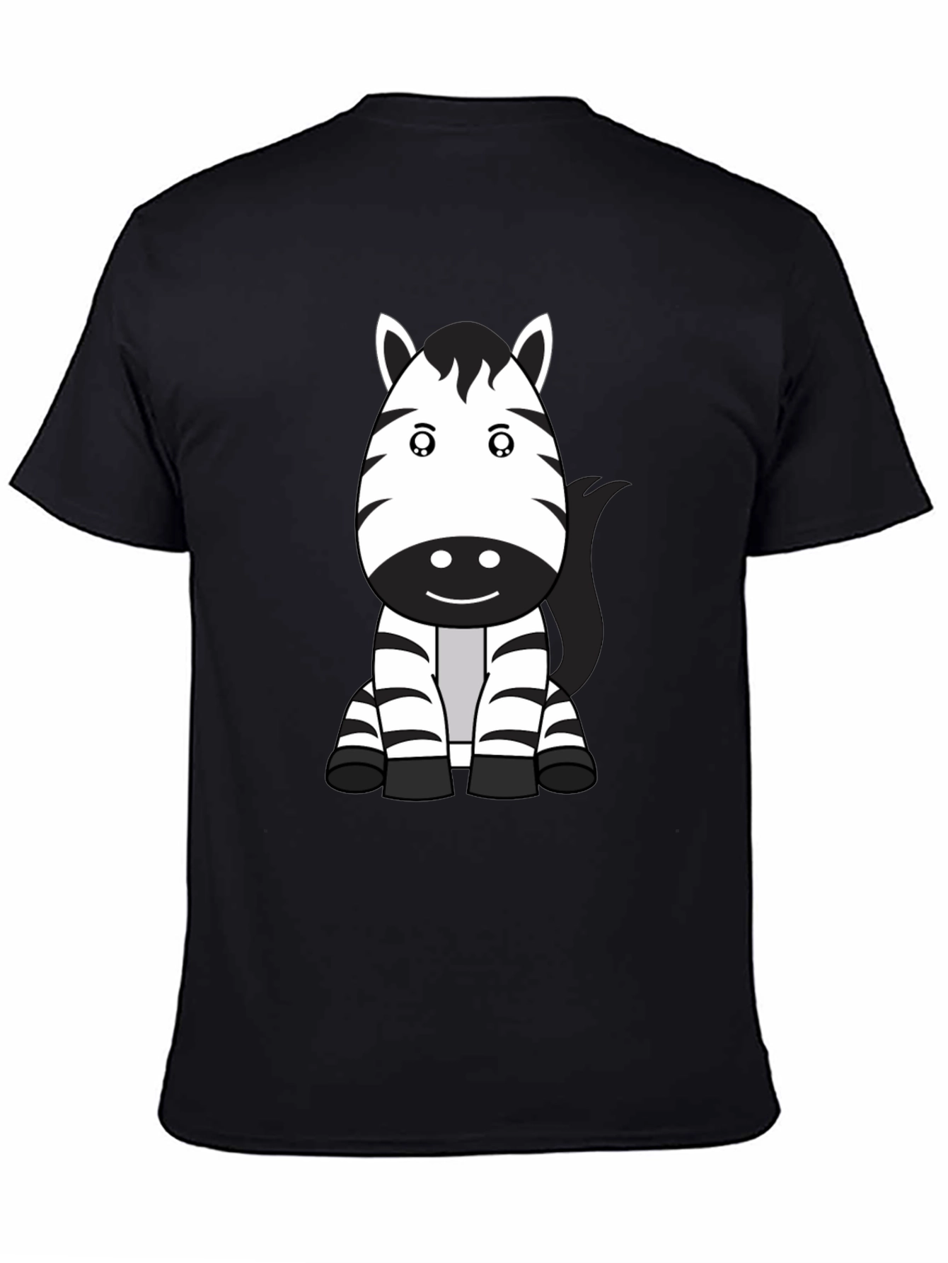 Cute Zebra Cartoon Black T-Shirt