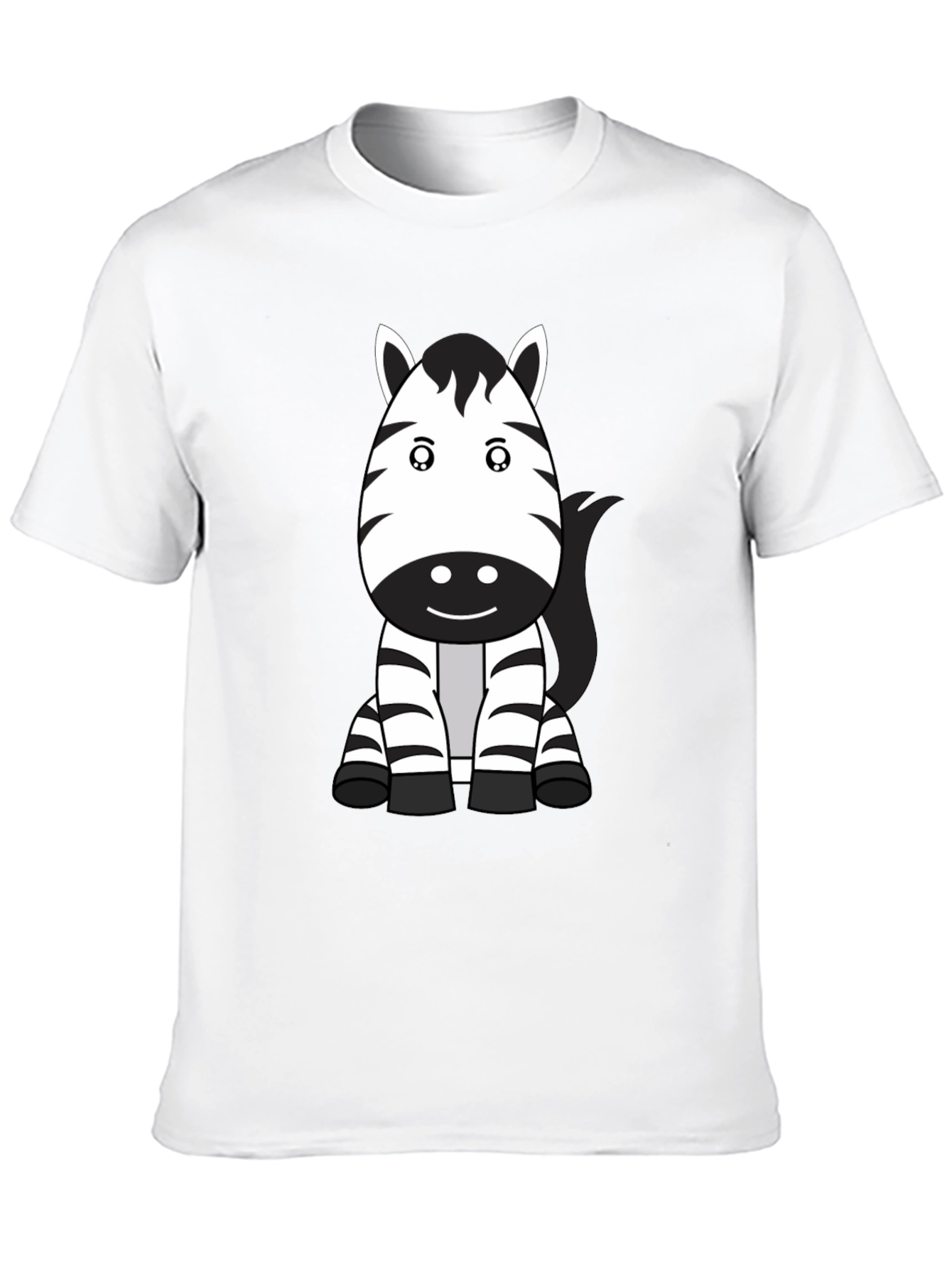 Cute Zebra Cartoon Black T-Shirt