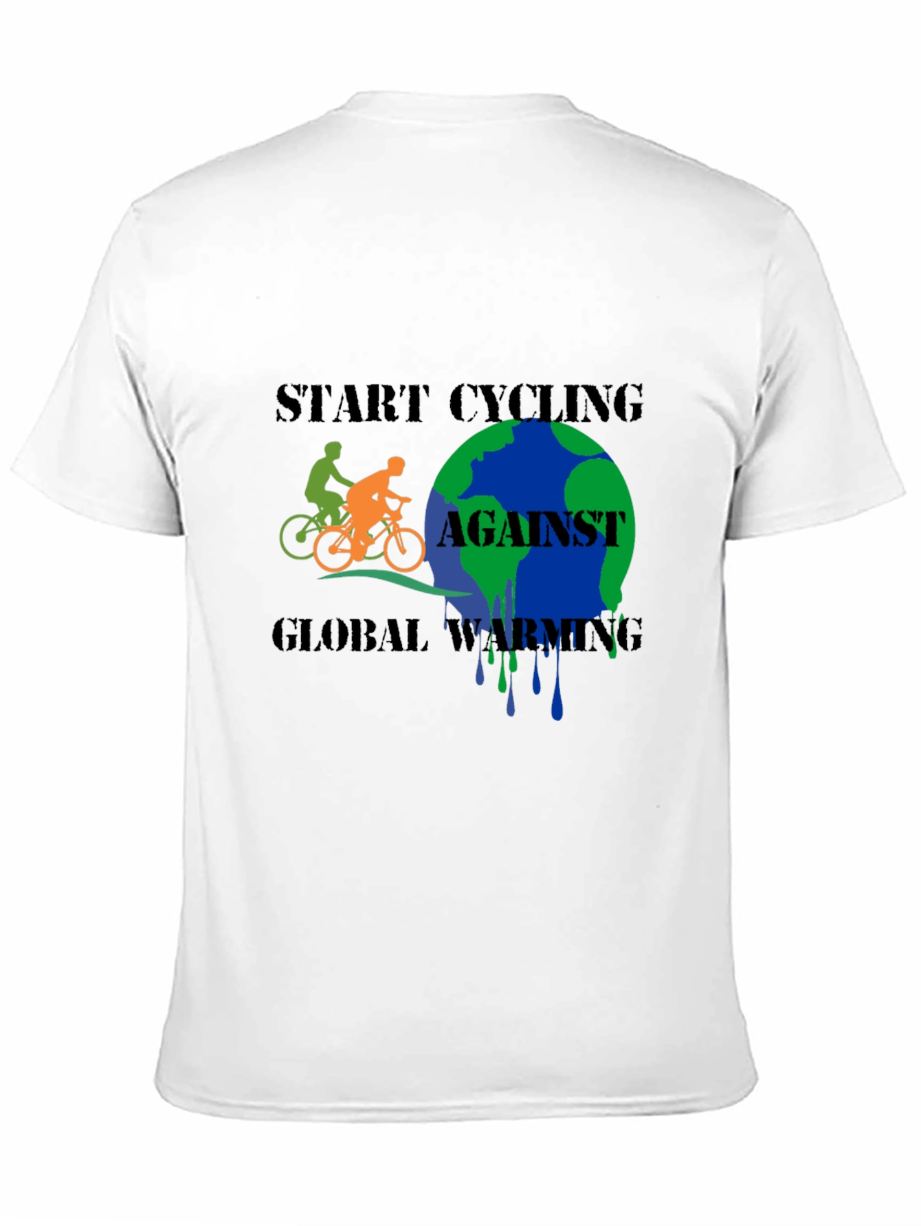 Start Cycling Against Global Warming Black T-Shirt