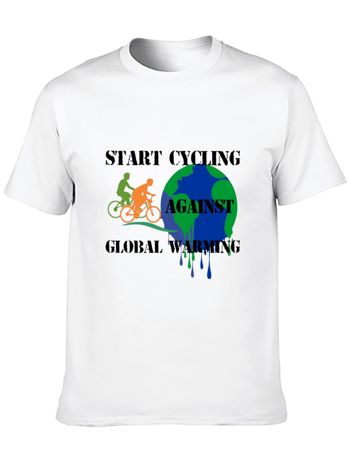 Start Cycling Against Global Warming Black T-Shirt