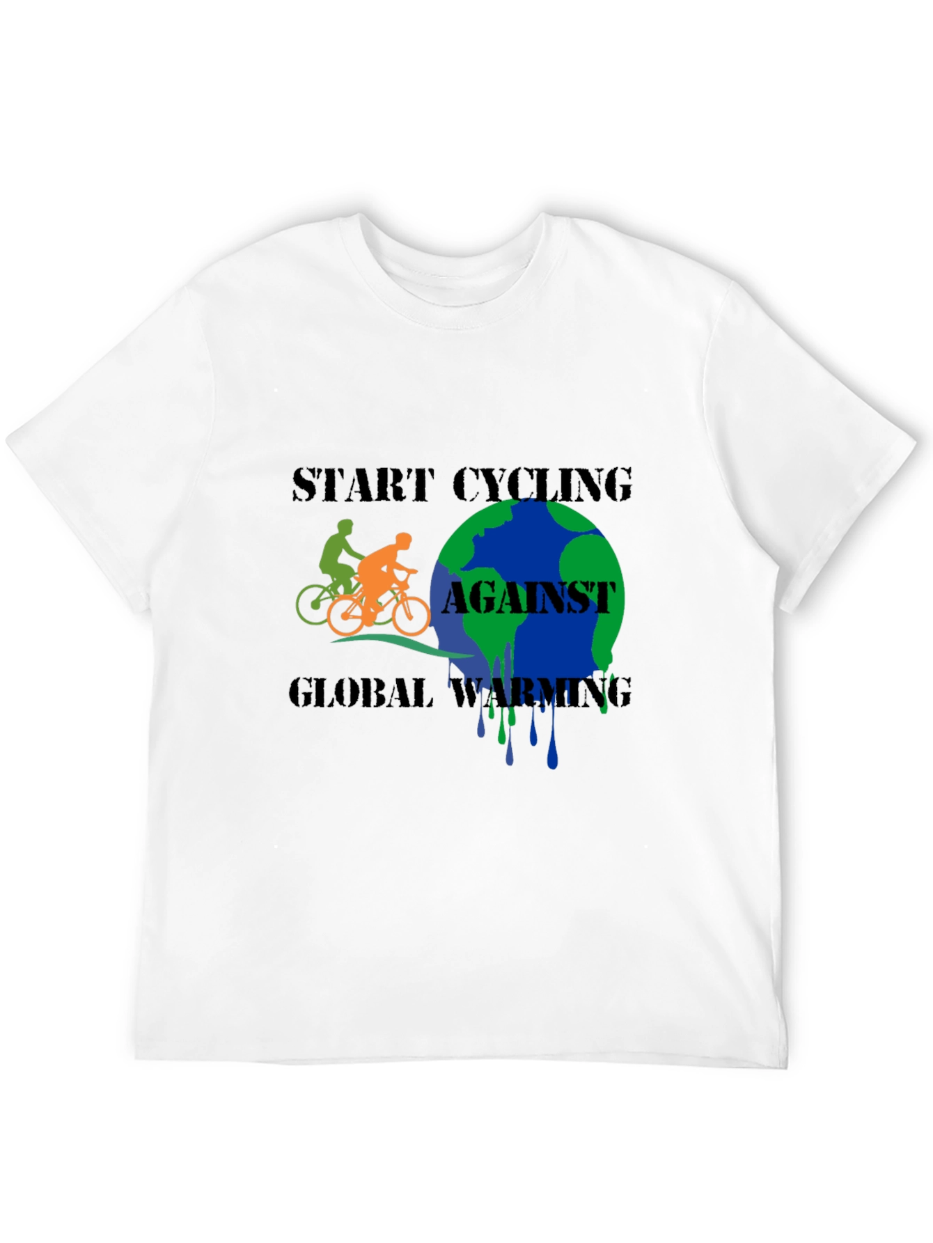 Start Cycling Against Global Warming Black T-Shirt