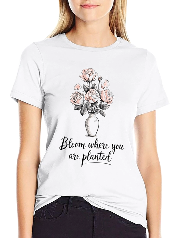 Bloom Where You Are Planted Black Graphic T-Shirt