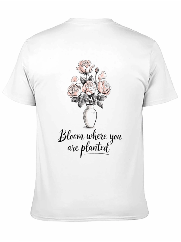 Bloom Where You Are Planted Black Graphic T-Shirt