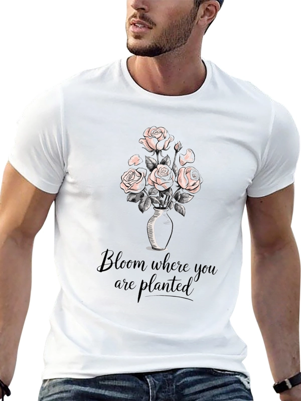 Bloom Where You Are Planted Black Graphic T-Shirt