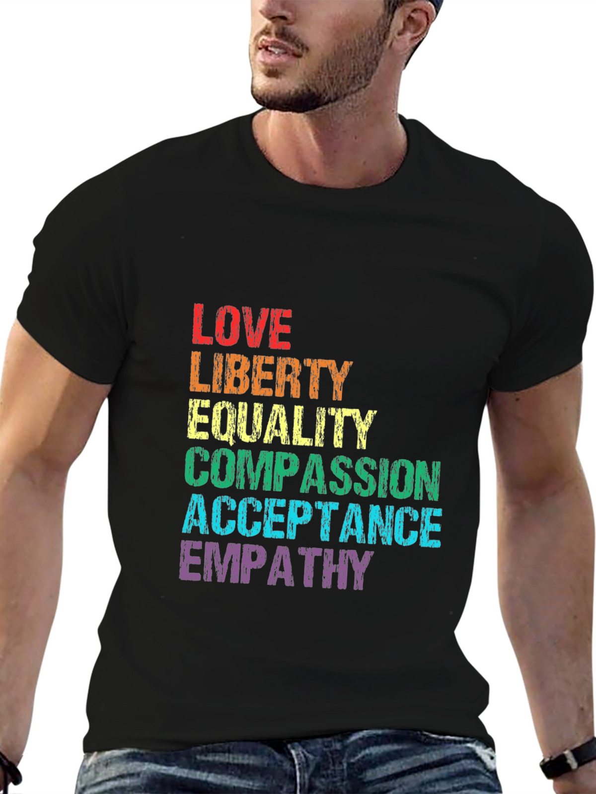 LGBT Pride Rainbow Text Graphic T-Shirt
