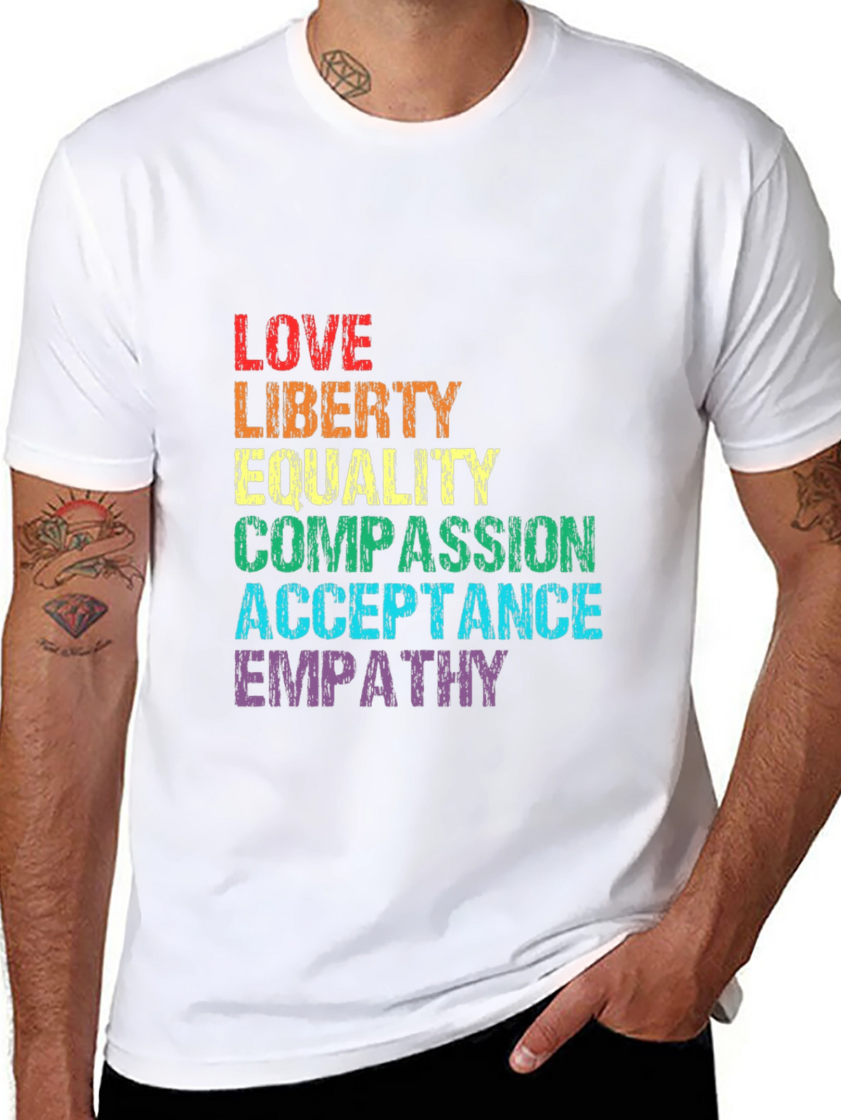 LGBT Pride Rainbow Text Graphic T-Shirt