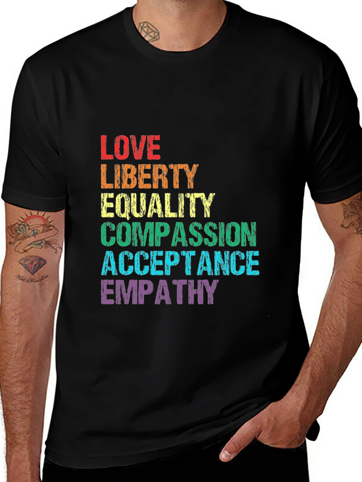 LGBT Pride Rainbow Text Graphic T-Shirt