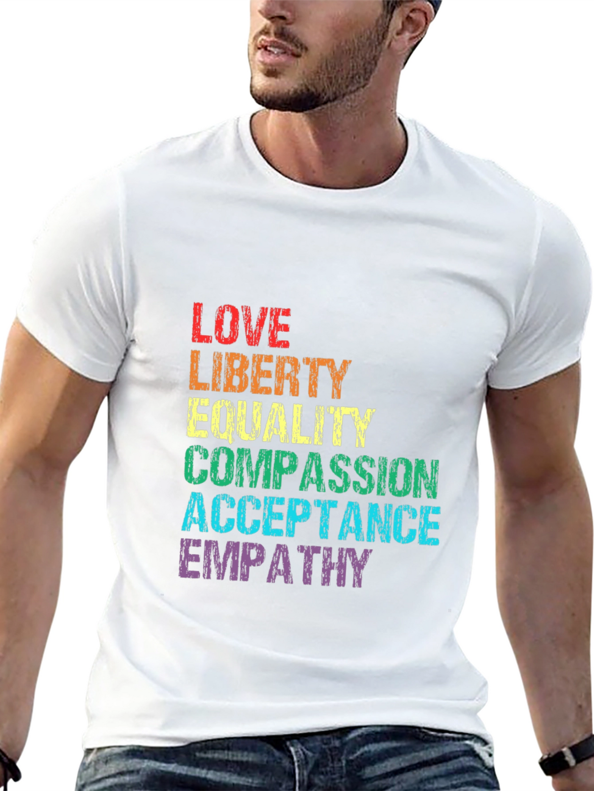 LGBT Pride Rainbow Text Graphic T-Shirt