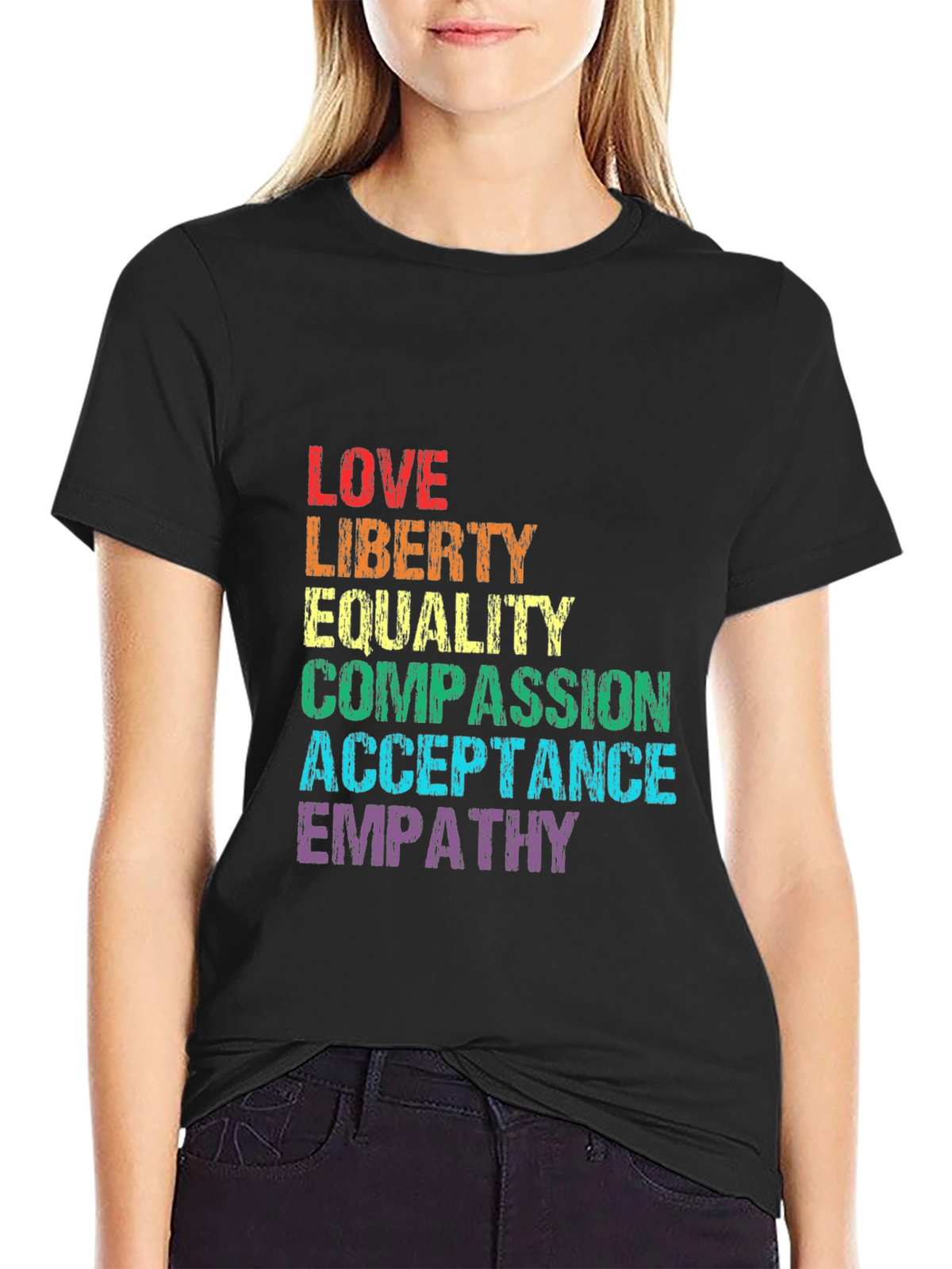 LGBT Pride Rainbow Text Graphic T-Shirt