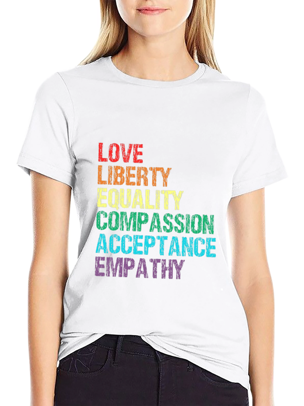 LGBT Pride Rainbow Text Graphic T-Shirt