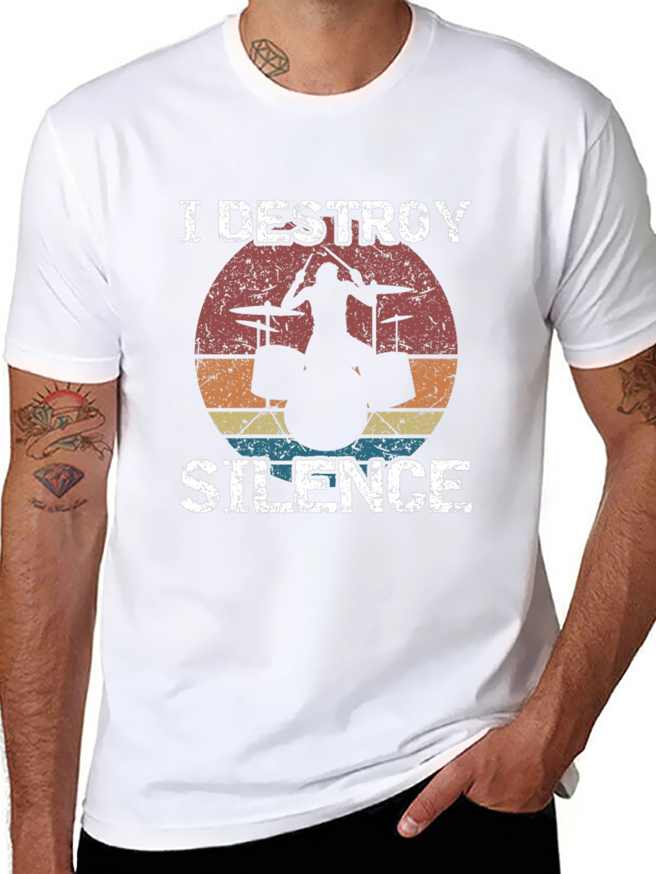 I Destroy Silence Drummer Graphic T-Shirt
