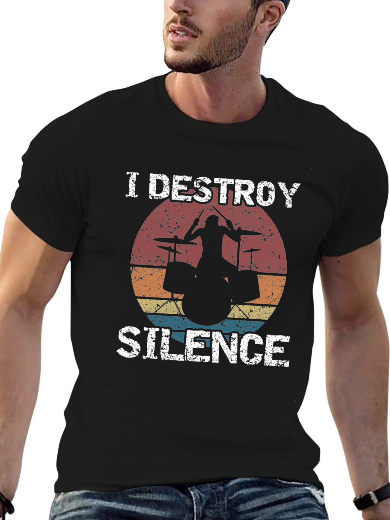 I Destroy Silence Drummer Graphic T-Shirt