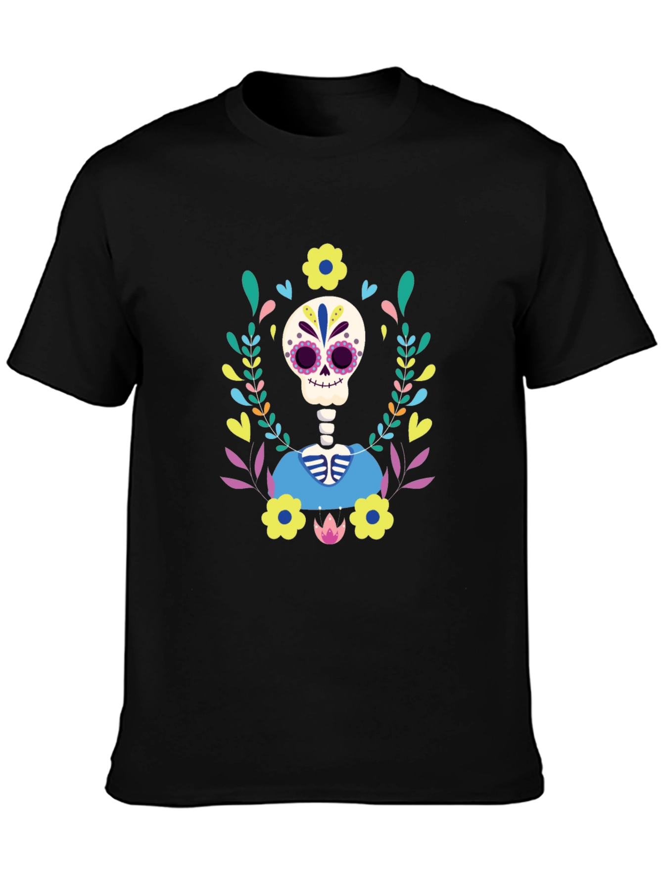Day of the Dead Skeleton Floral T-Shirt