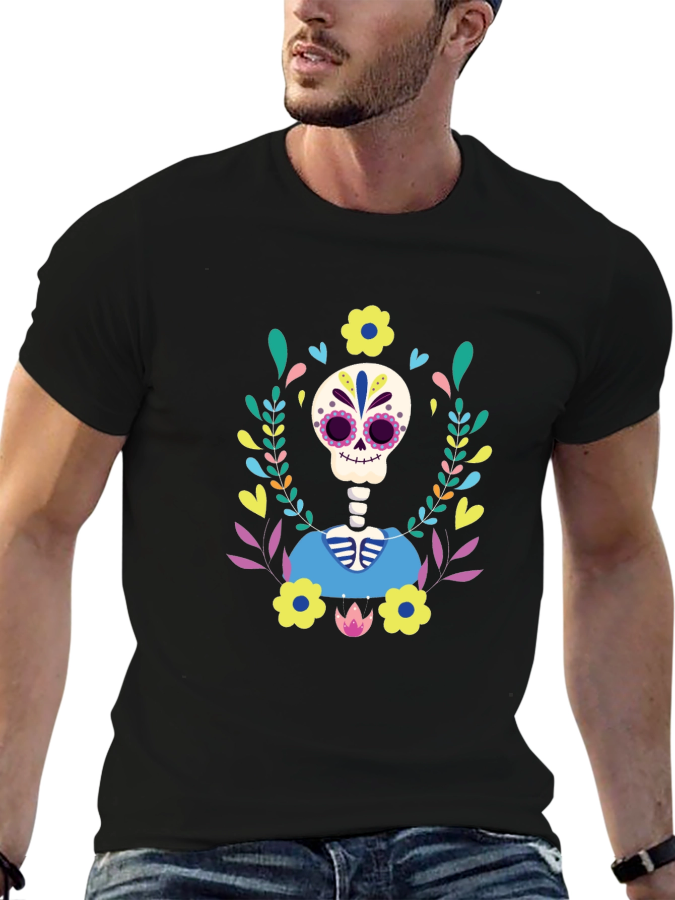 Day of the Dead Skeleton Floral T-Shirt