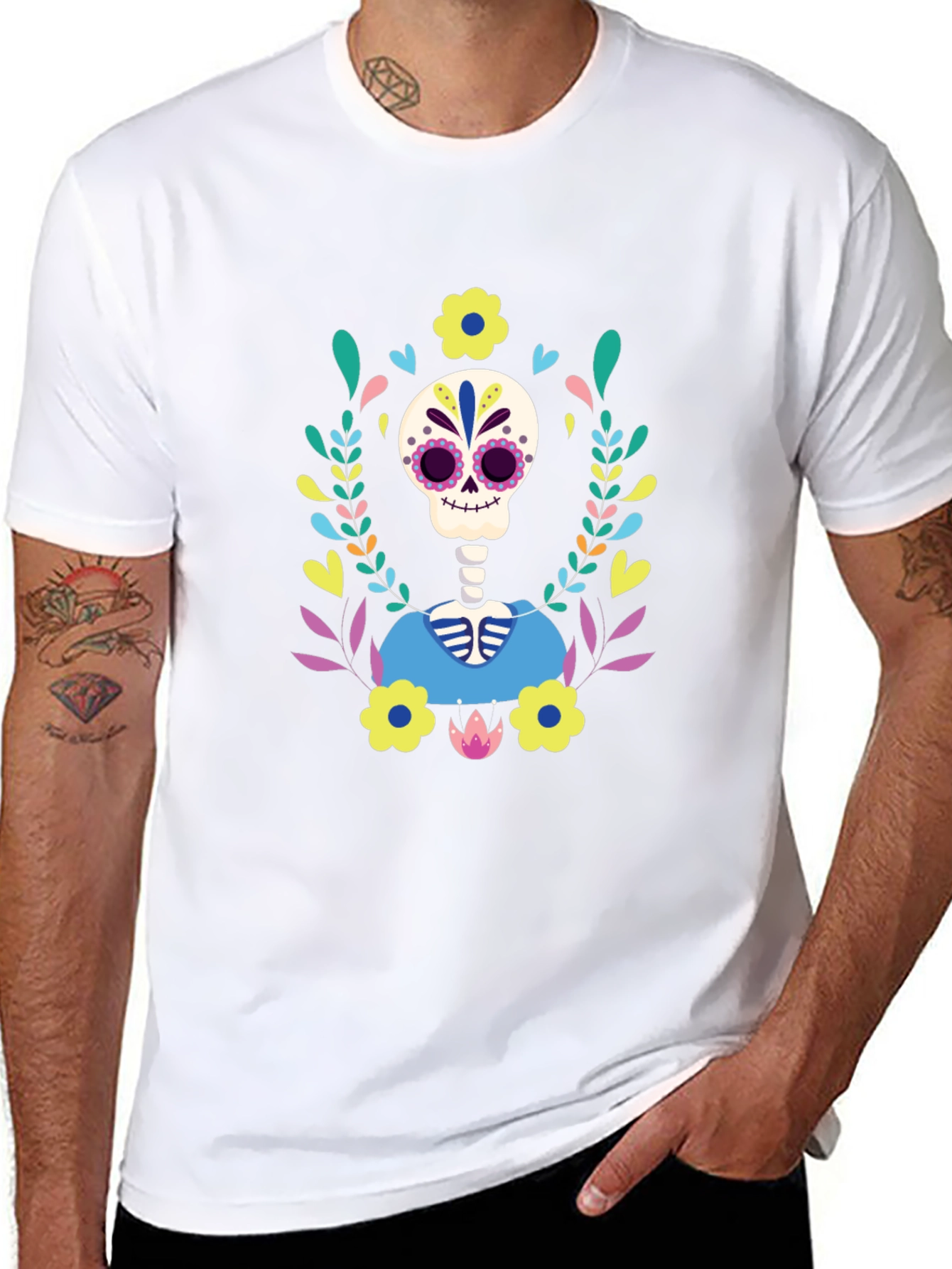 Day of the Dead Skeleton Floral T-Shirt