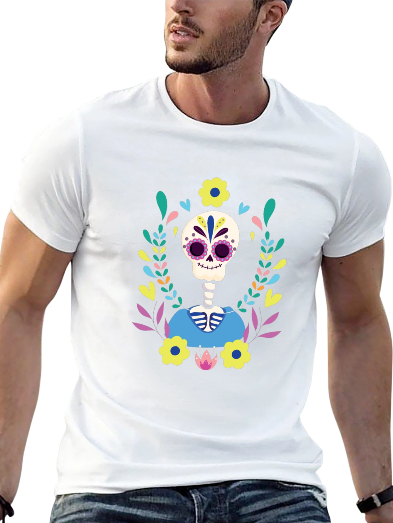 Day of the Dead Skeleton Floral T-Shirt