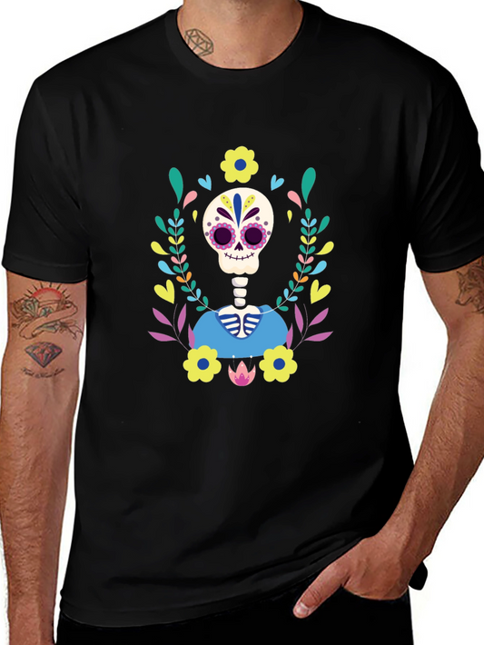Day of the Dead Skeleton Floral T-Shirt