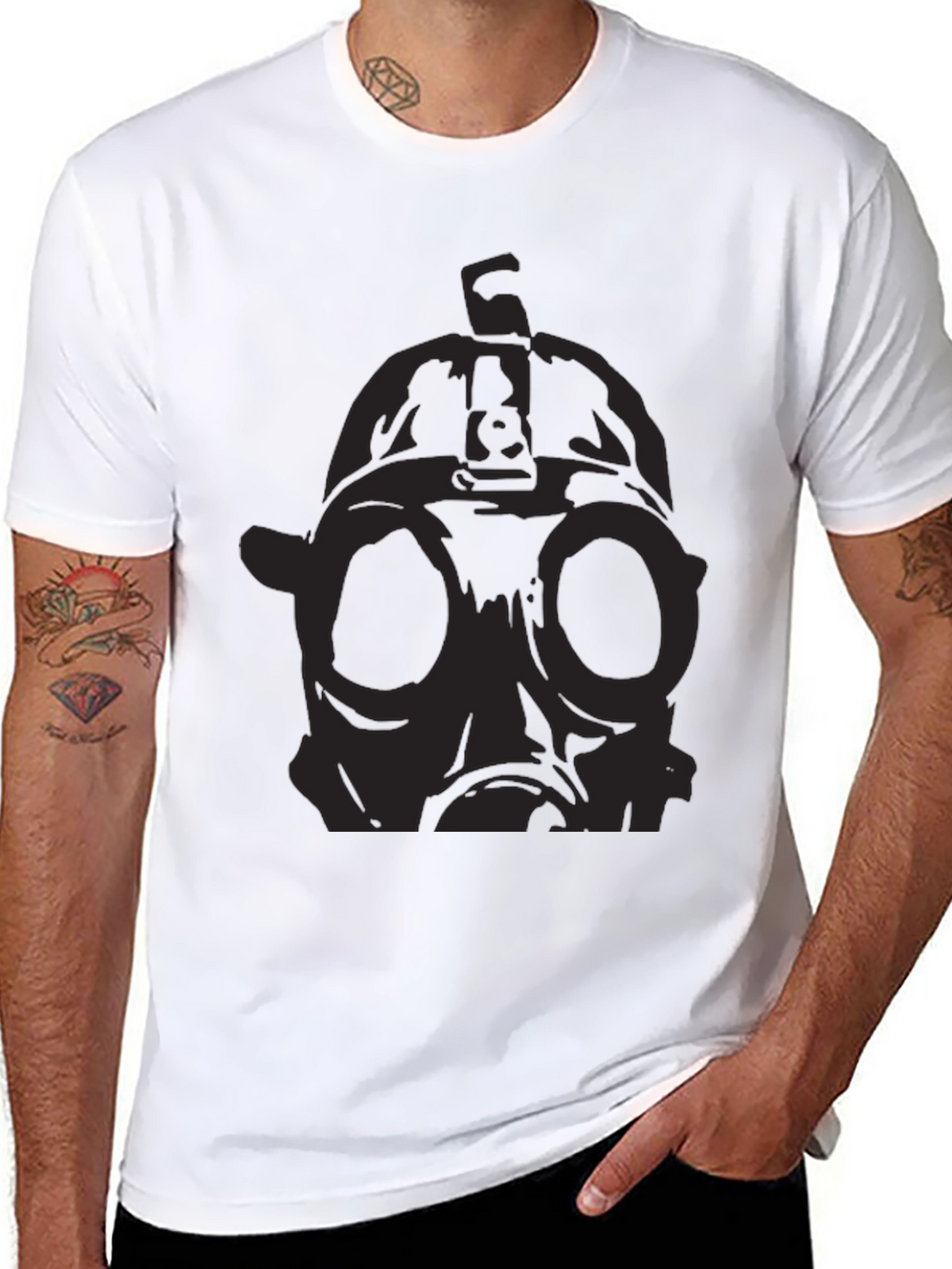 Black T-Shirt with Gas Mask Graphic