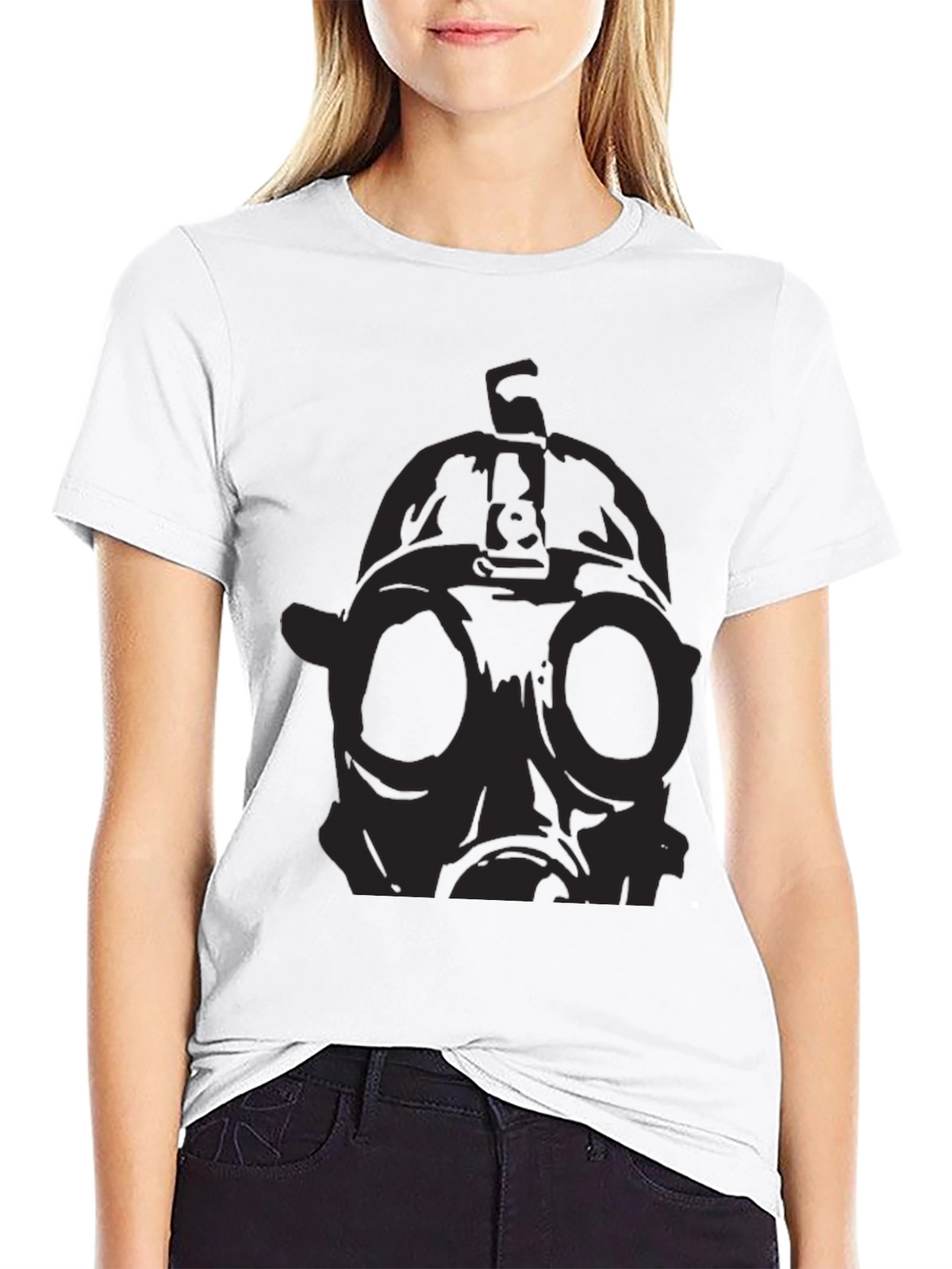 Black T-Shirt with Gas Mask Graphic