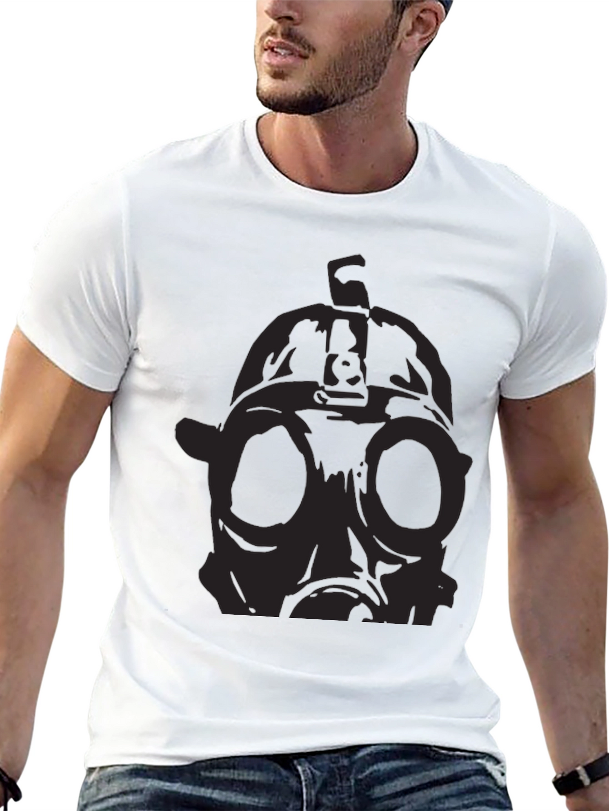 Black T-Shirt with Gas Mask Graphic