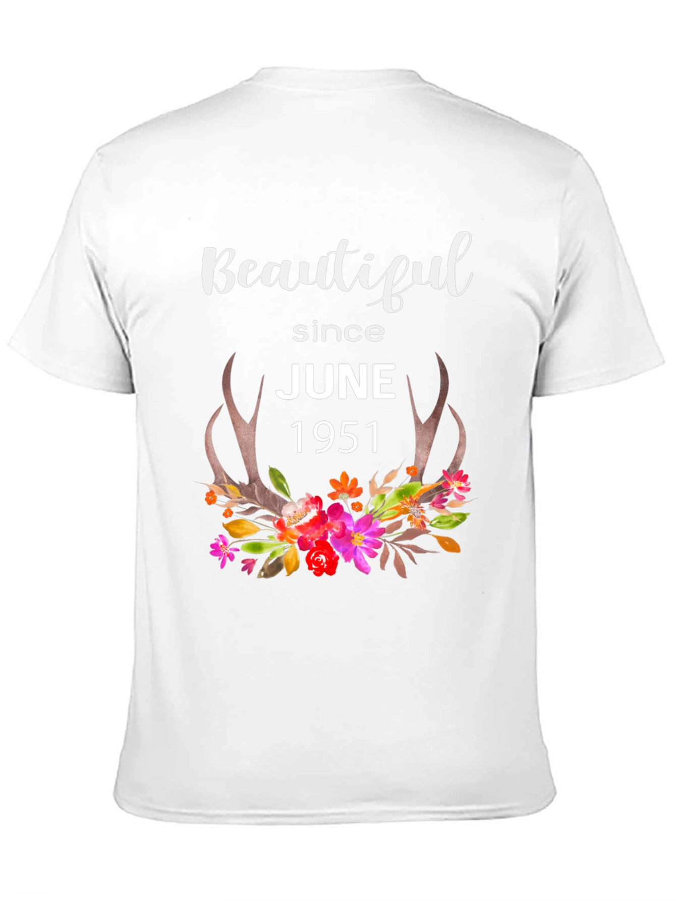 Beautiful Since June 1951 Floral Antler T-Shirt