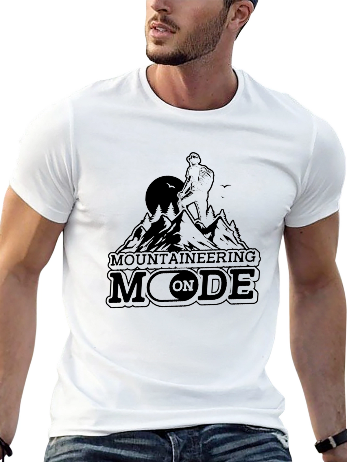 Mountaineering Mode On Black Graphic T-Shirt