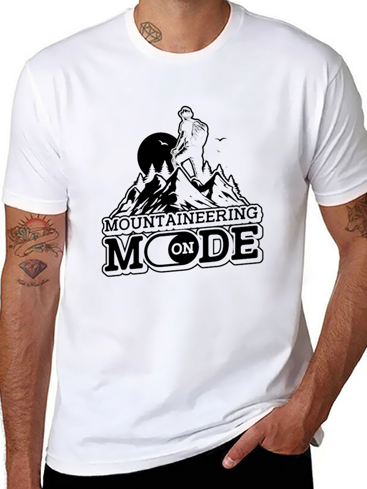 Mountaineering Mode On Black Graphic T-Shirt