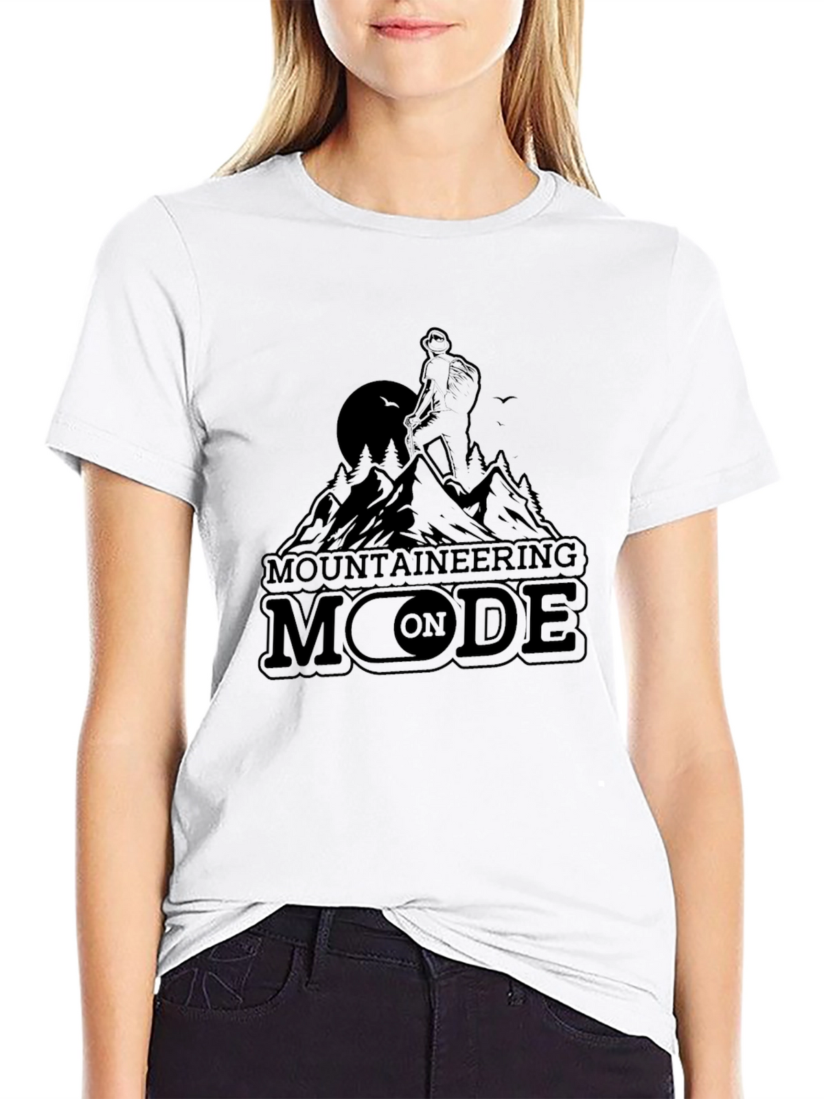 Mountaineering Mode On Black Graphic T-Shirt