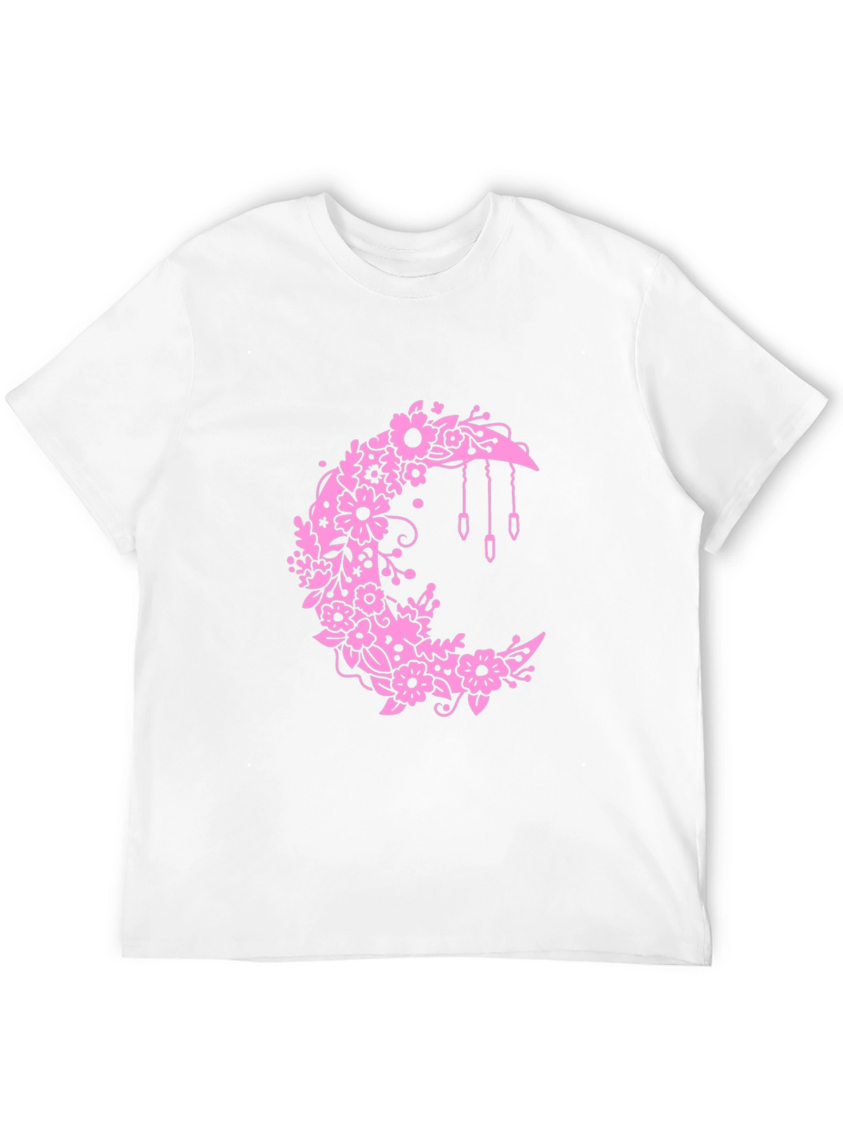 Floral Moon Graphic Black T-Shirt