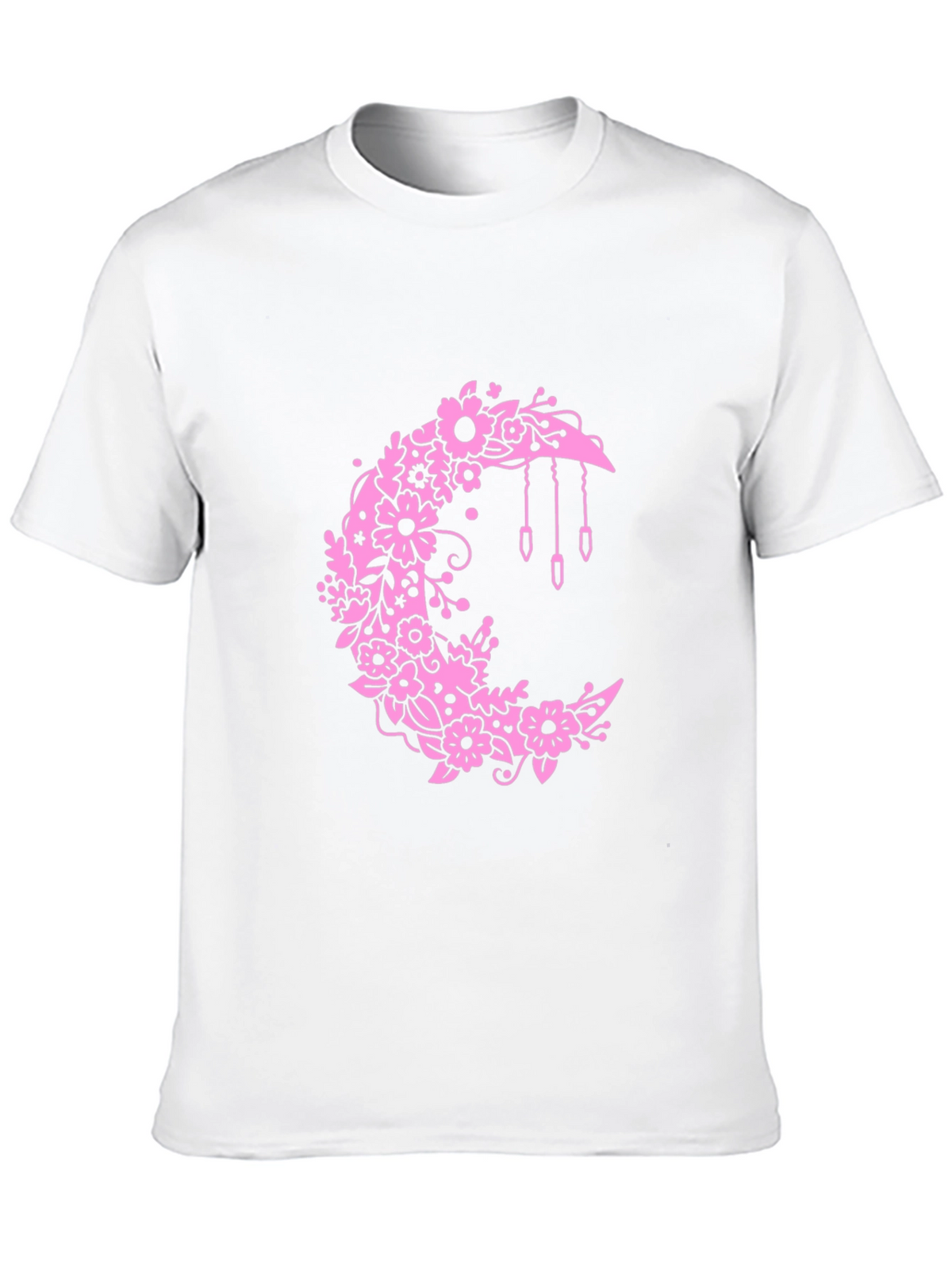Floral Moon Graphic Black T-Shirt