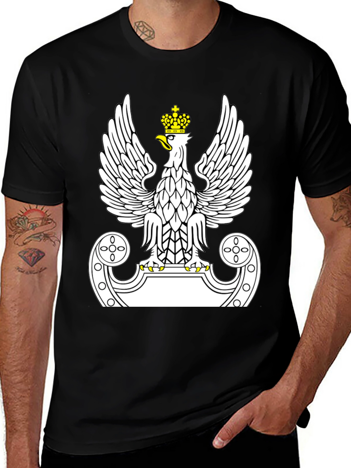 Polish Eagle Crest T-Shirt - Black Cotton Tee