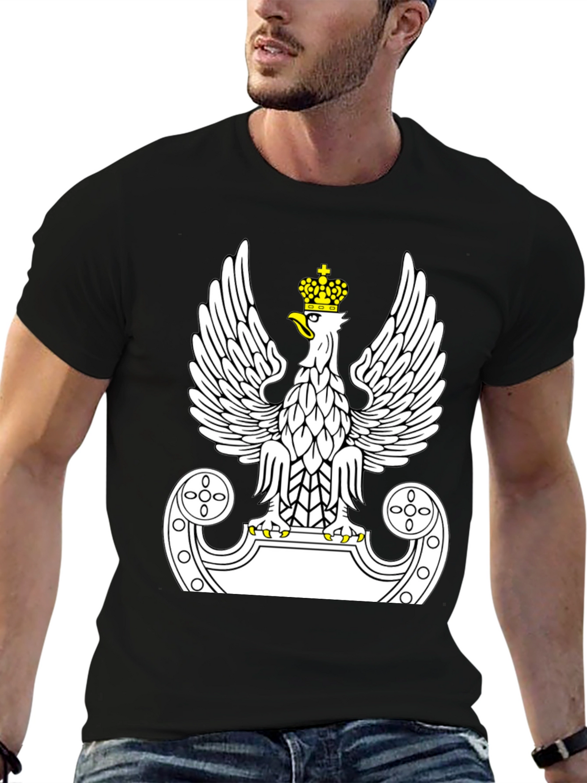 Polish Eagle Crest T-Shirt - Black Cotton Tee