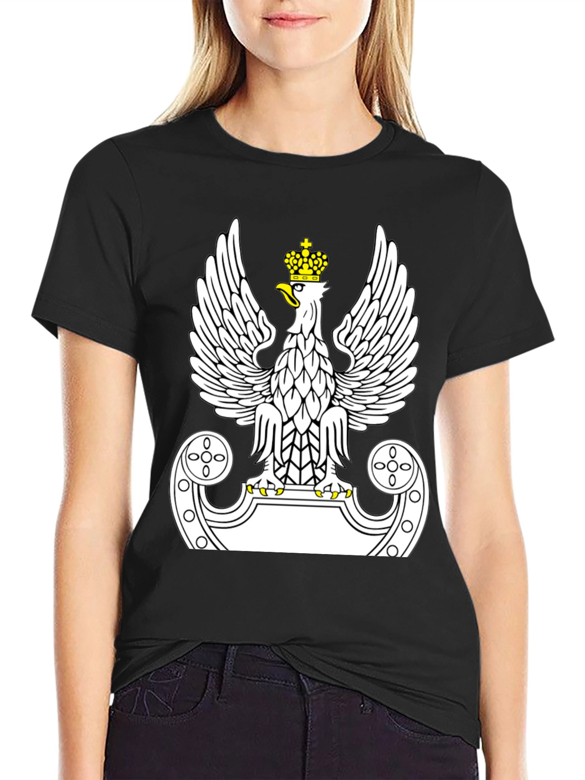 Polish Eagle Crest T-Shirt - Black Cotton Tee