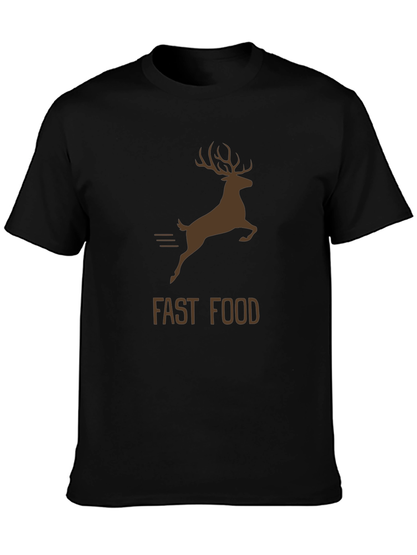 Fast Food Deer Graphic Tee - Soft Black Cotton