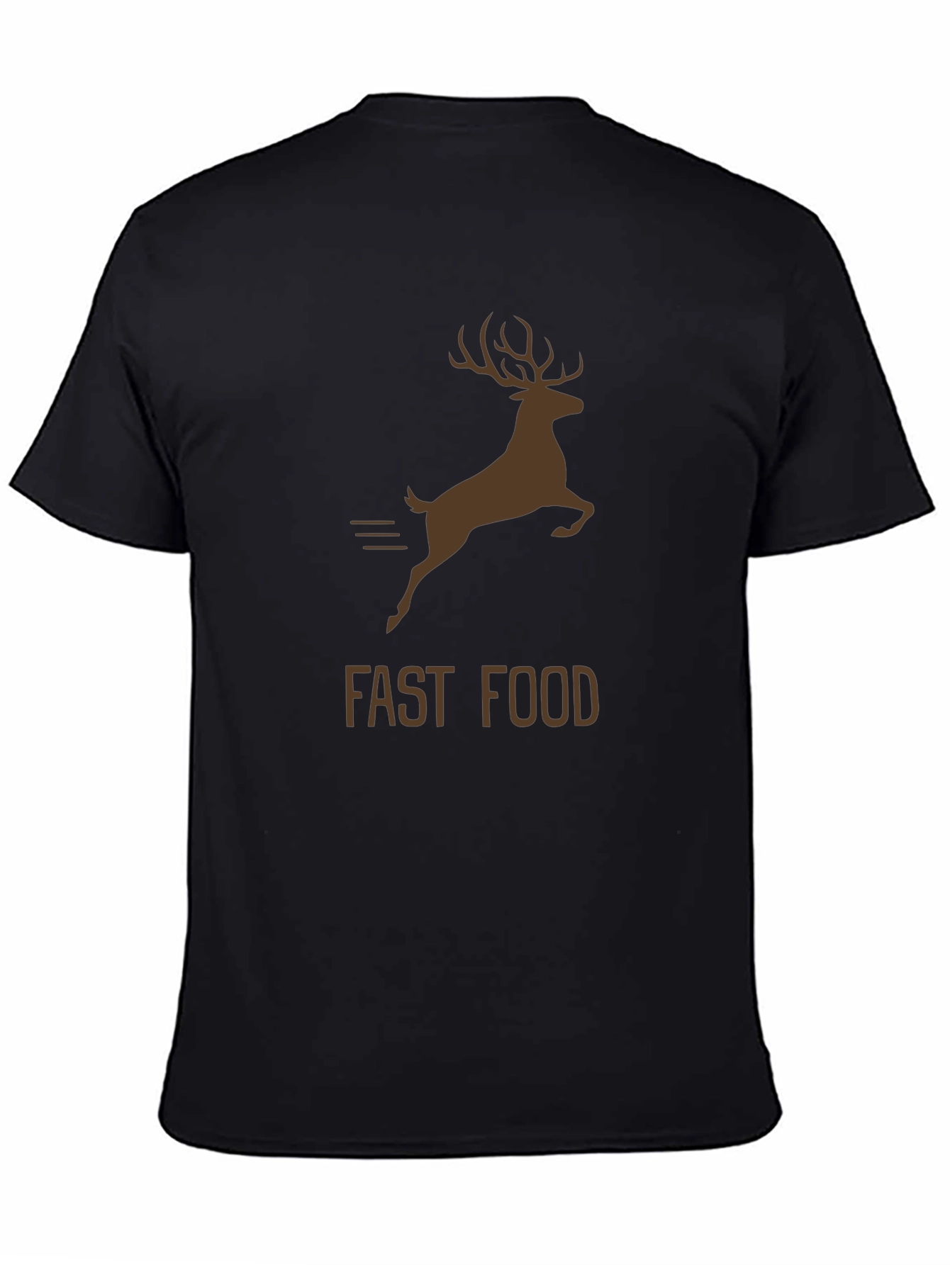 Fast Food Deer Graphic Tee - Soft Black Cotton