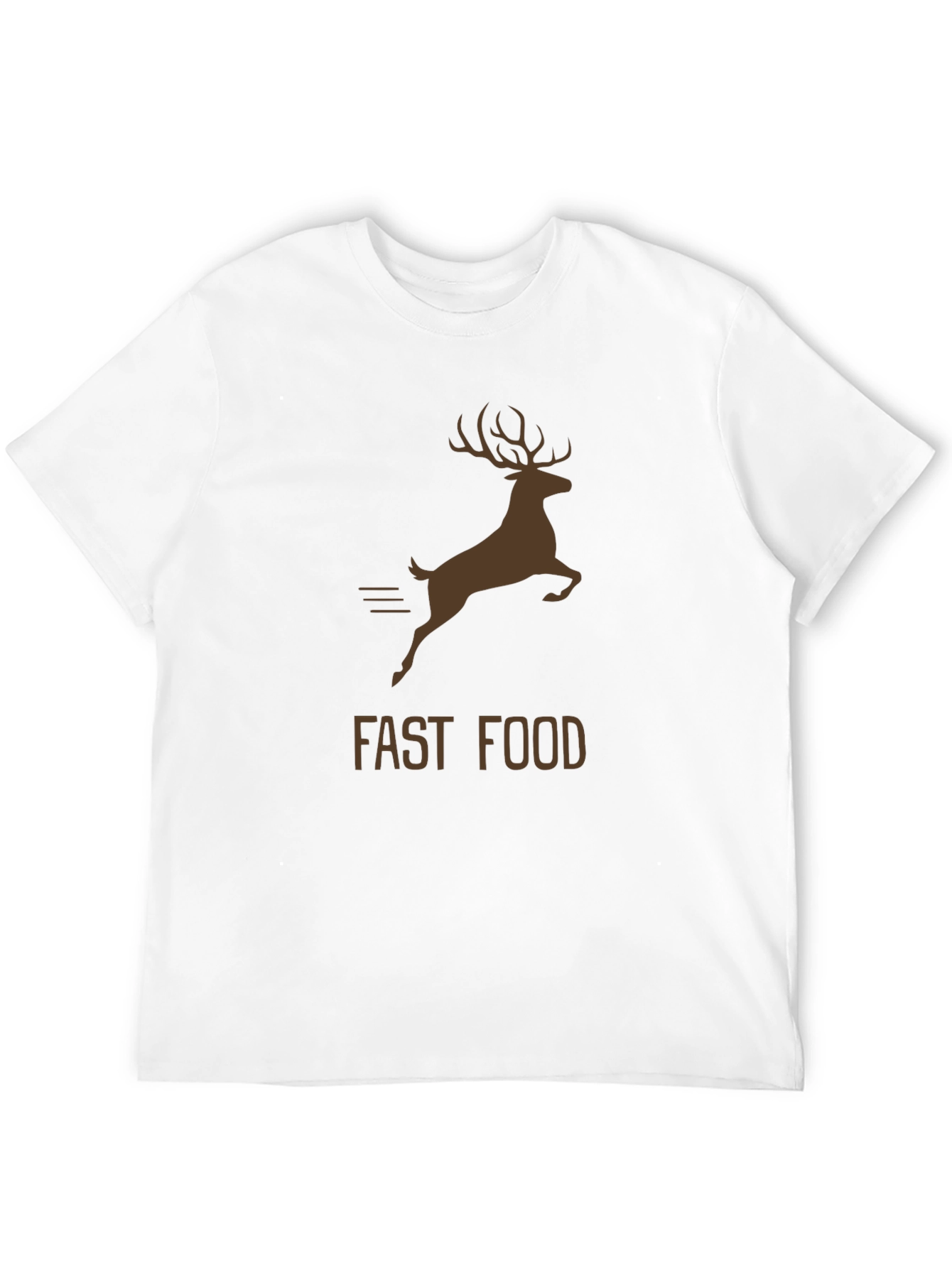 Fast Food Deer Graphic Tee - Soft Black Cotton