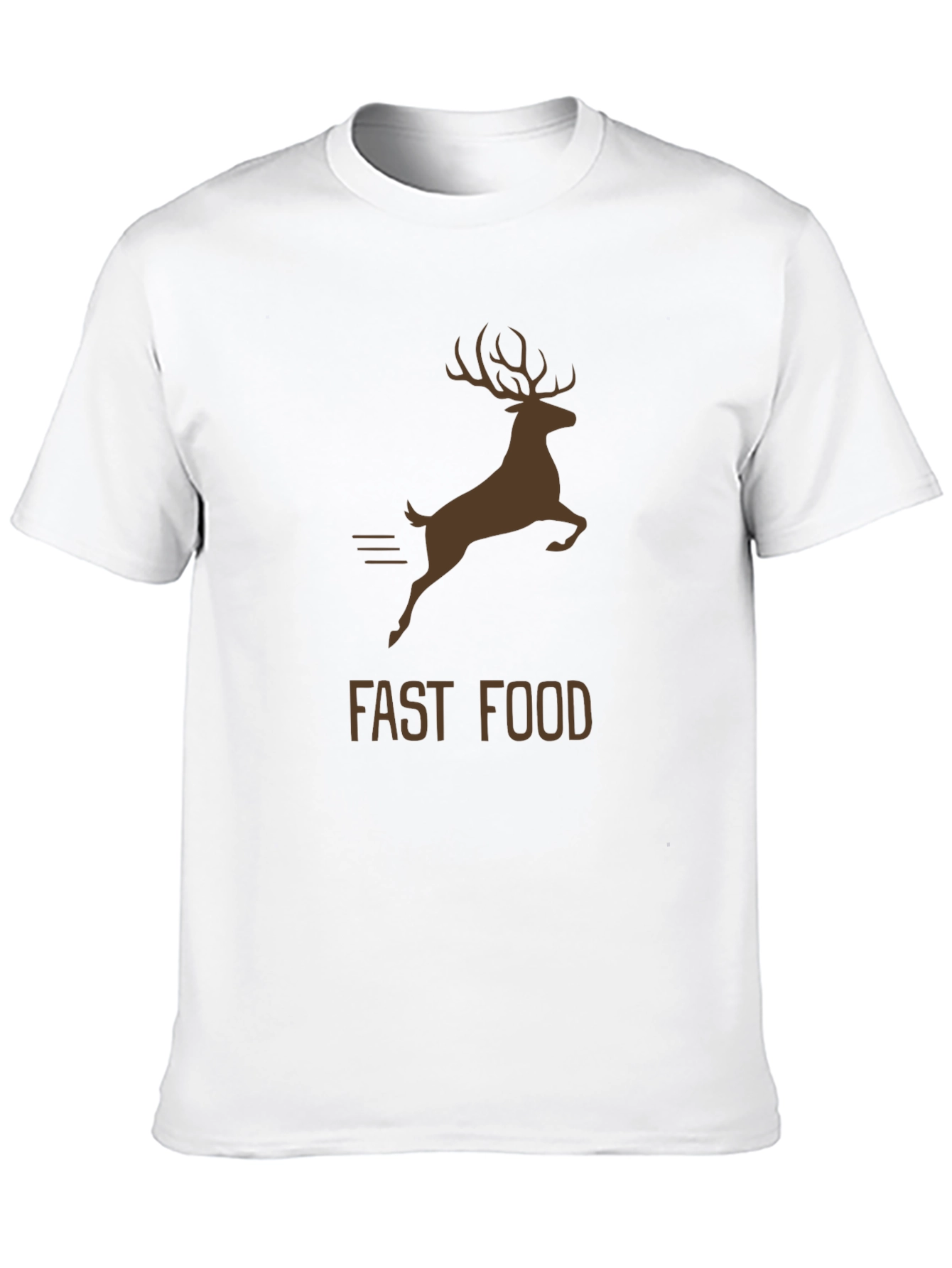 Fast Food Deer Graphic Tee - Soft Black Cotton