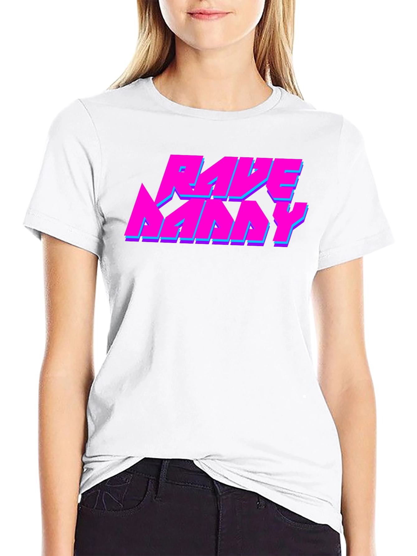 Rave Nanny Black T-Shirt - Neon Graphic Design