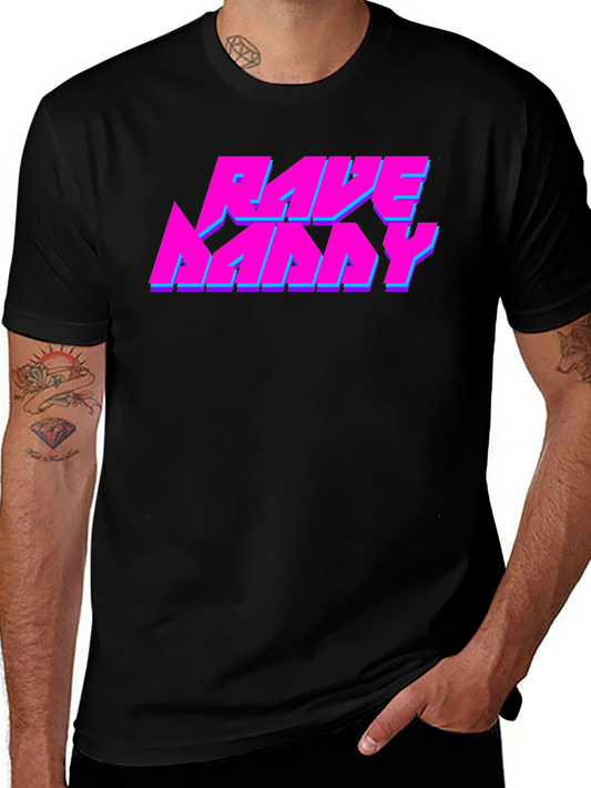 Rave Nanny Black T-Shirt - Neon Graphic Design