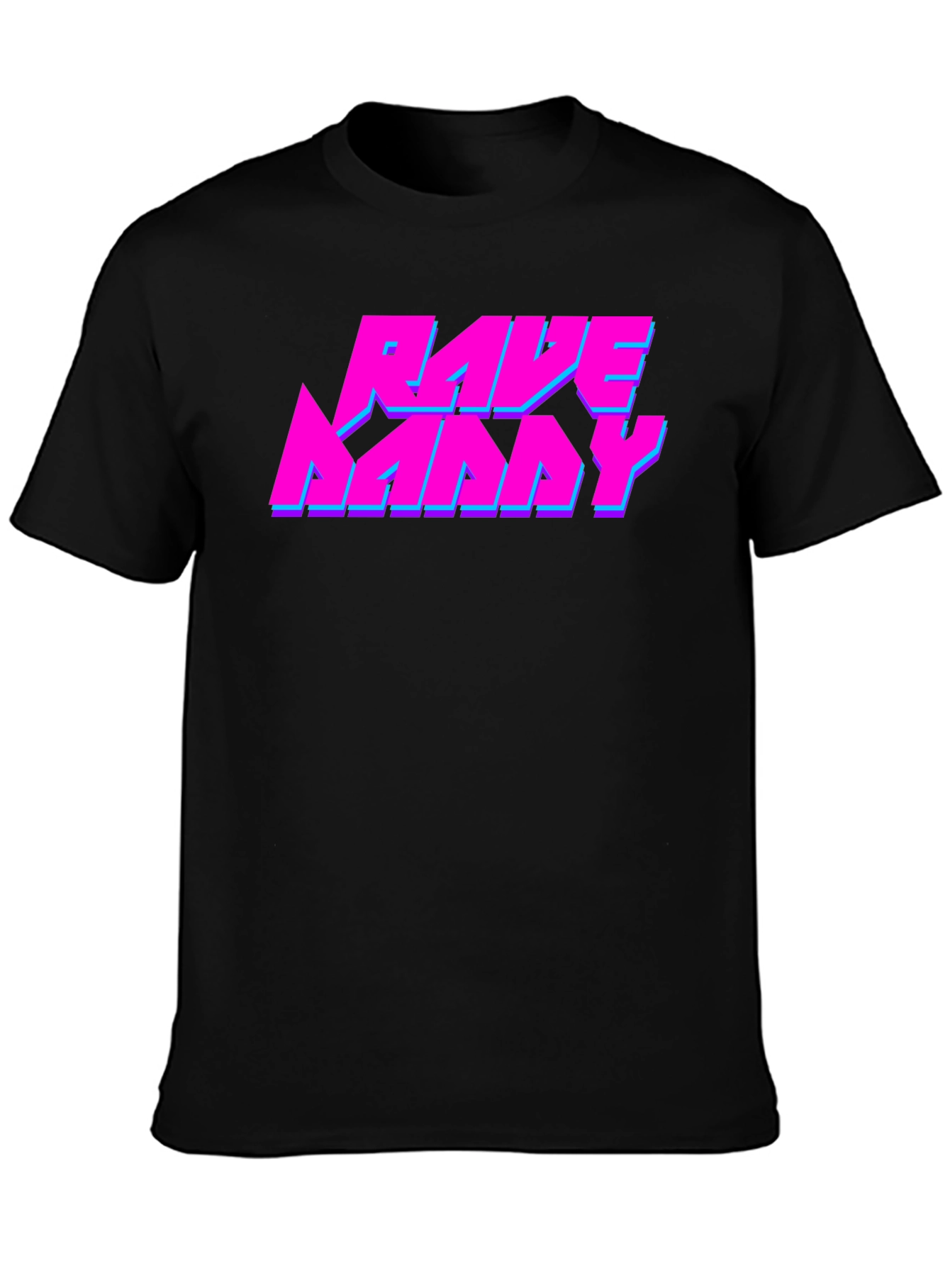 Rave Nanny Black T-Shirt - Neon Graphic Design