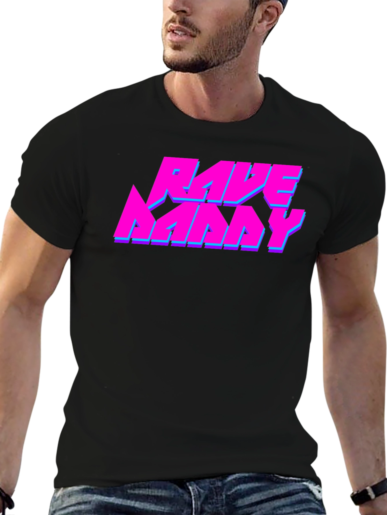 Rave Nanny Black T-Shirt - Neon Graphic Design