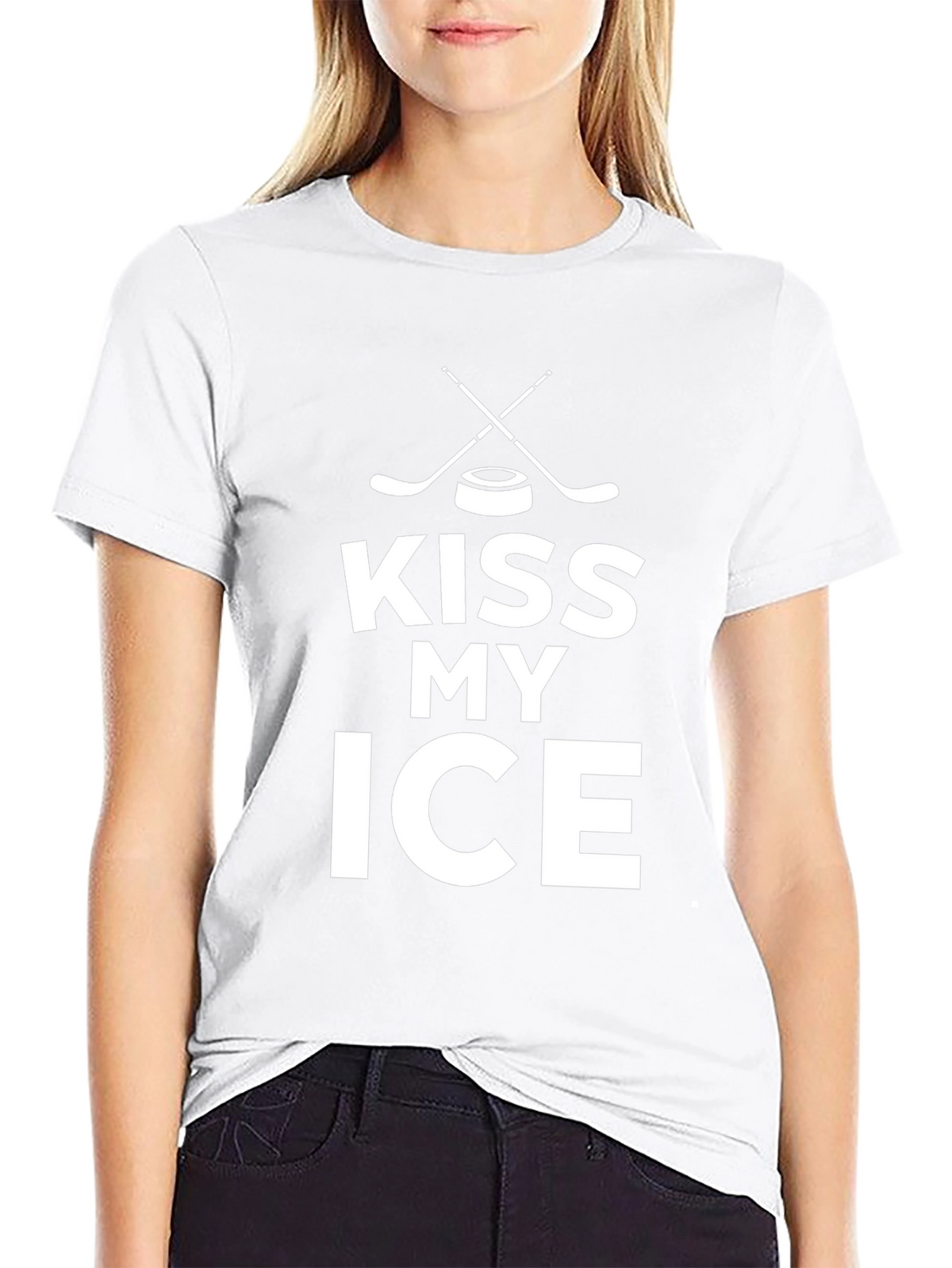 Kiss My Ice Hockey Graphic Tee - Black