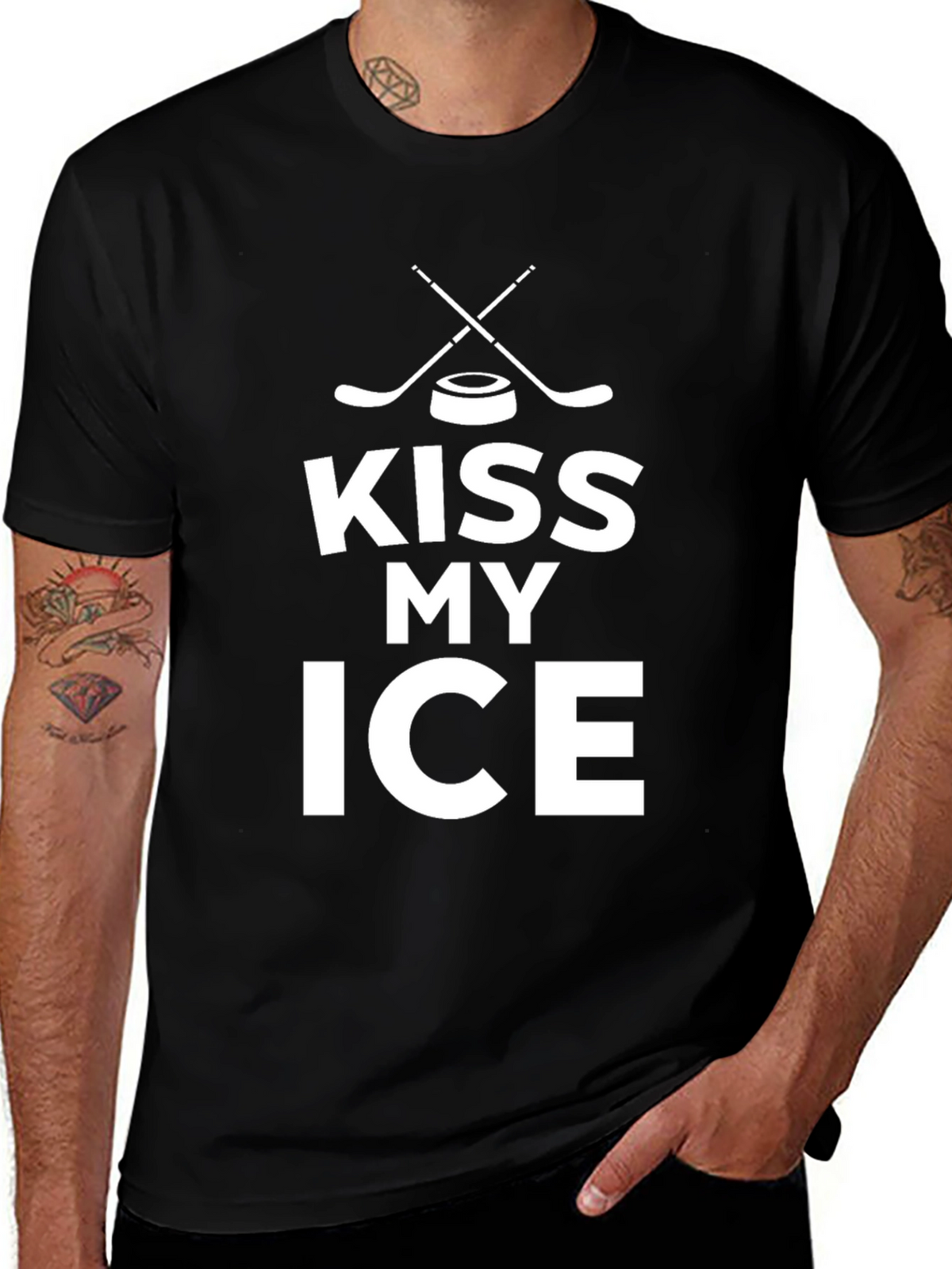 Kiss My Ice Hockey Graphic Tee - Black