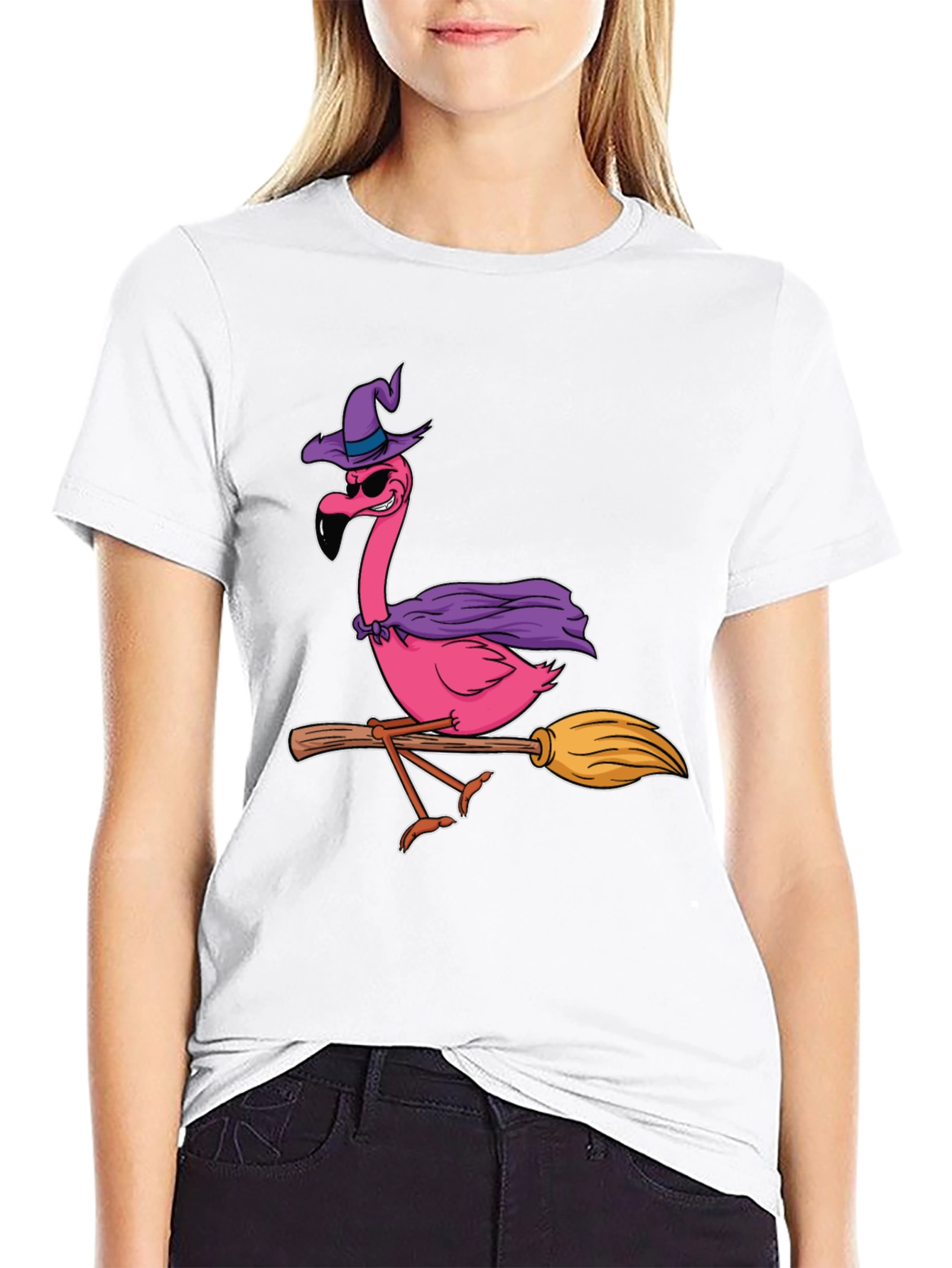 Witch Flamingo T-Shirt Halloween Costume Tee