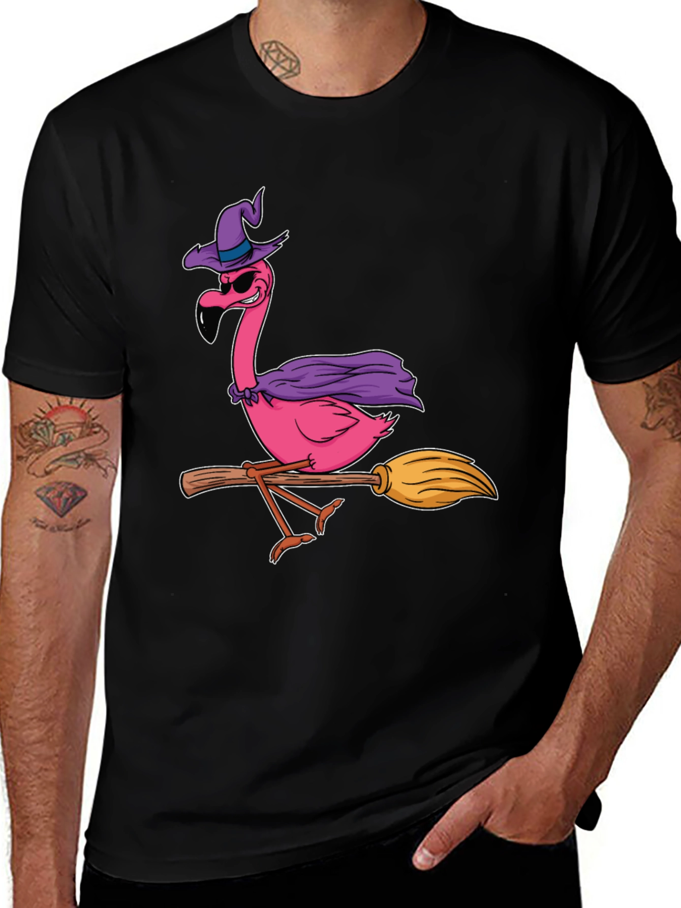 Witch Flamingo T-Shirt Halloween Costume Tee