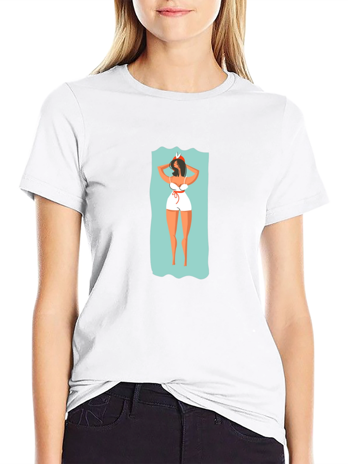 Stylish Graphic Tee - Beach Babe Design