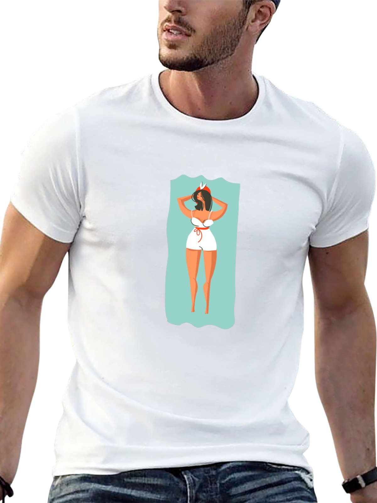 Stylish Graphic Tee - Beach Babe Design