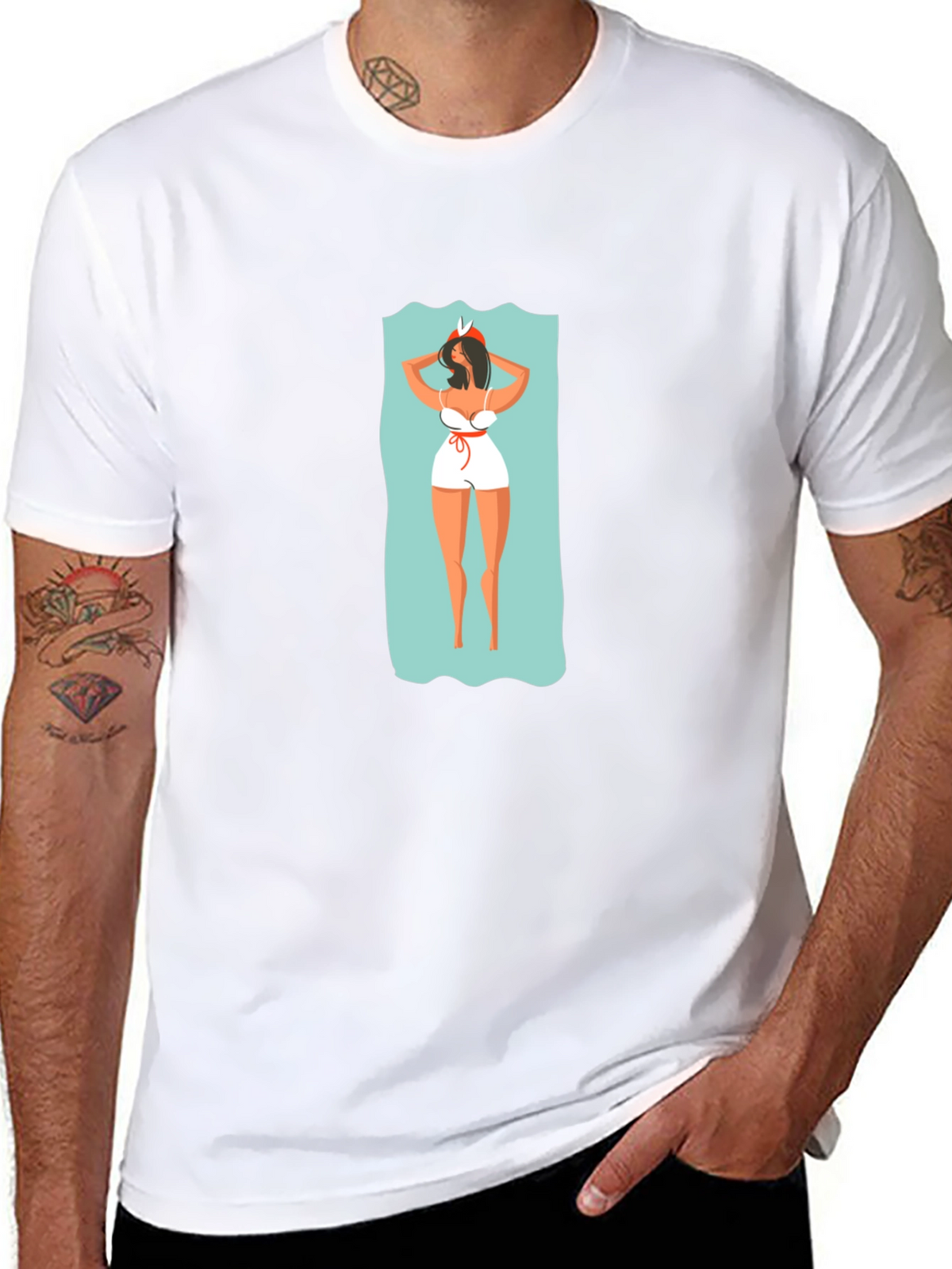 Stylish Graphic Tee - Beach Babe Design