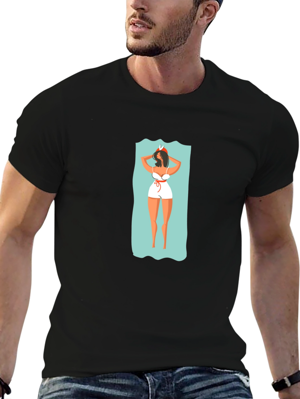 Stylish Graphic Tee - Beach Babe Design