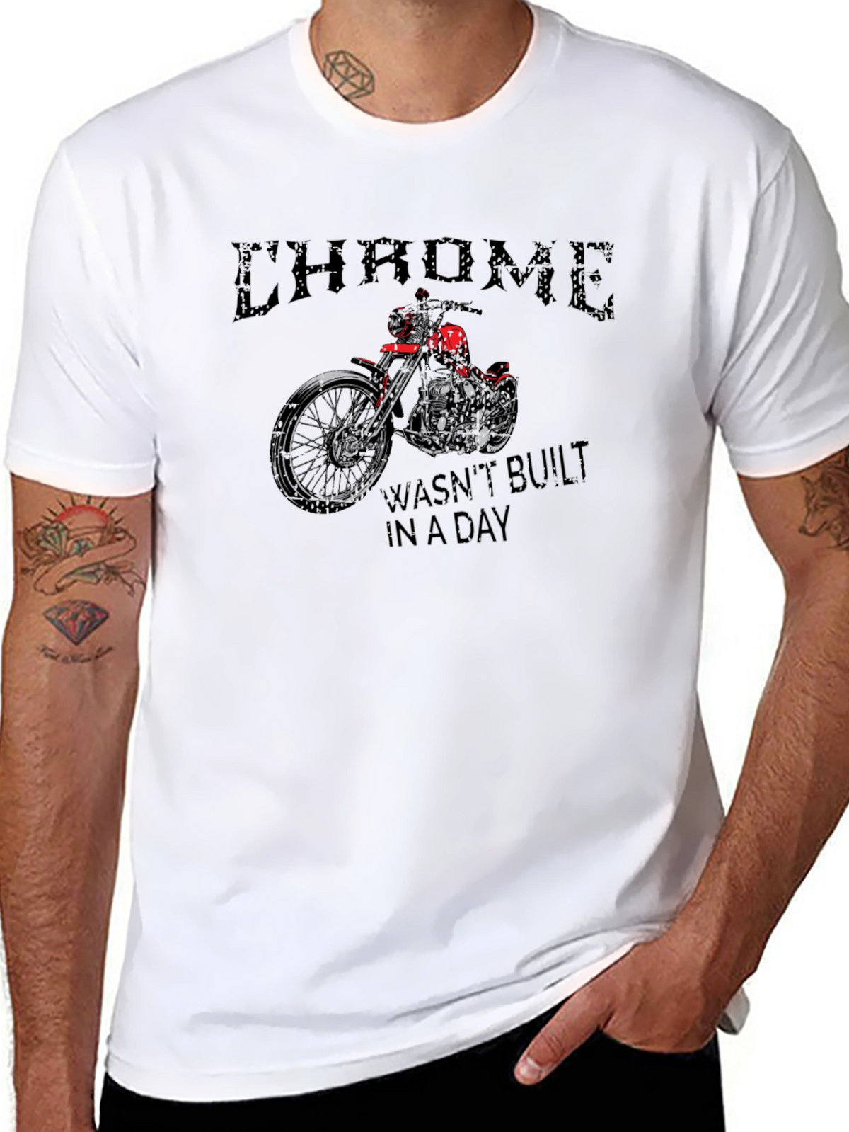 Chrome Motorcycle Graphic T-Shirt - Classic Biker Tee
